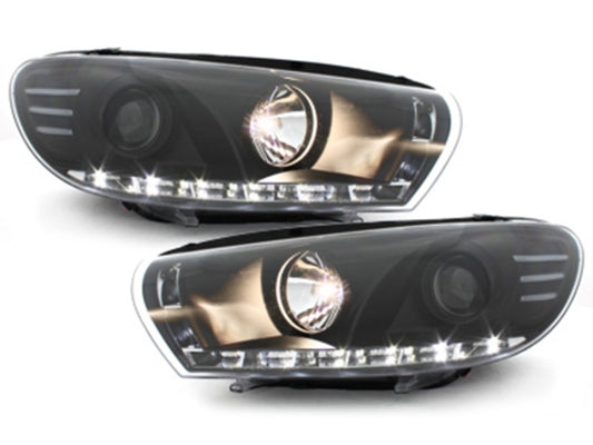 LED Tagfahrlicht Scheinwerfer für VW Scirocco 2008-04.2014 Schwarz