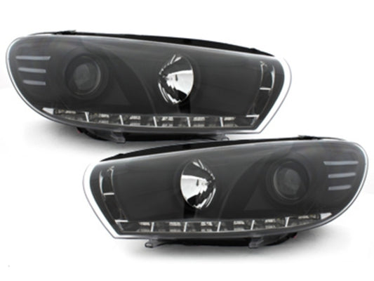 LED Tagfahrlicht Scheinwerfer für VW Scirocco 2008-04.2014 Schwarz