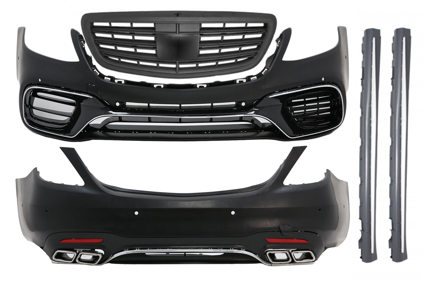 Bodykit für Mercedes S-Klasse W222 13-08.20 Stoßstange S63-Look Kühlergrill Mattschwarz Carpartstuning Austria