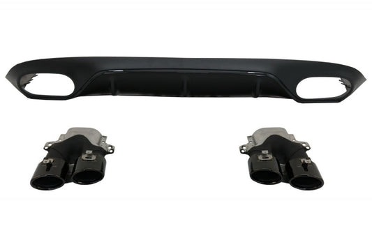 Diffusor für Mercedes E C238 A238 AMG Linie 16+ E53 Look Auspuff Gitter Alles schwarz Carpartstuning Austria