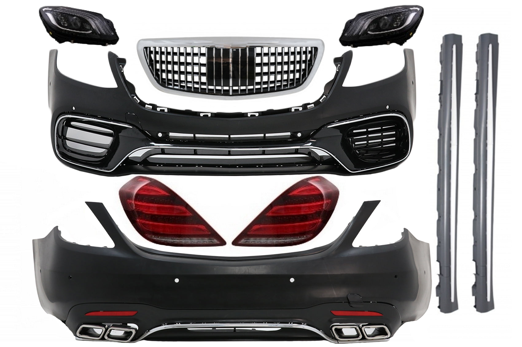Body Kit für Mercedes S W222 Facelift 13-06.17 S63 Look Stoßstange LED Licht Carpartstuning Austria
