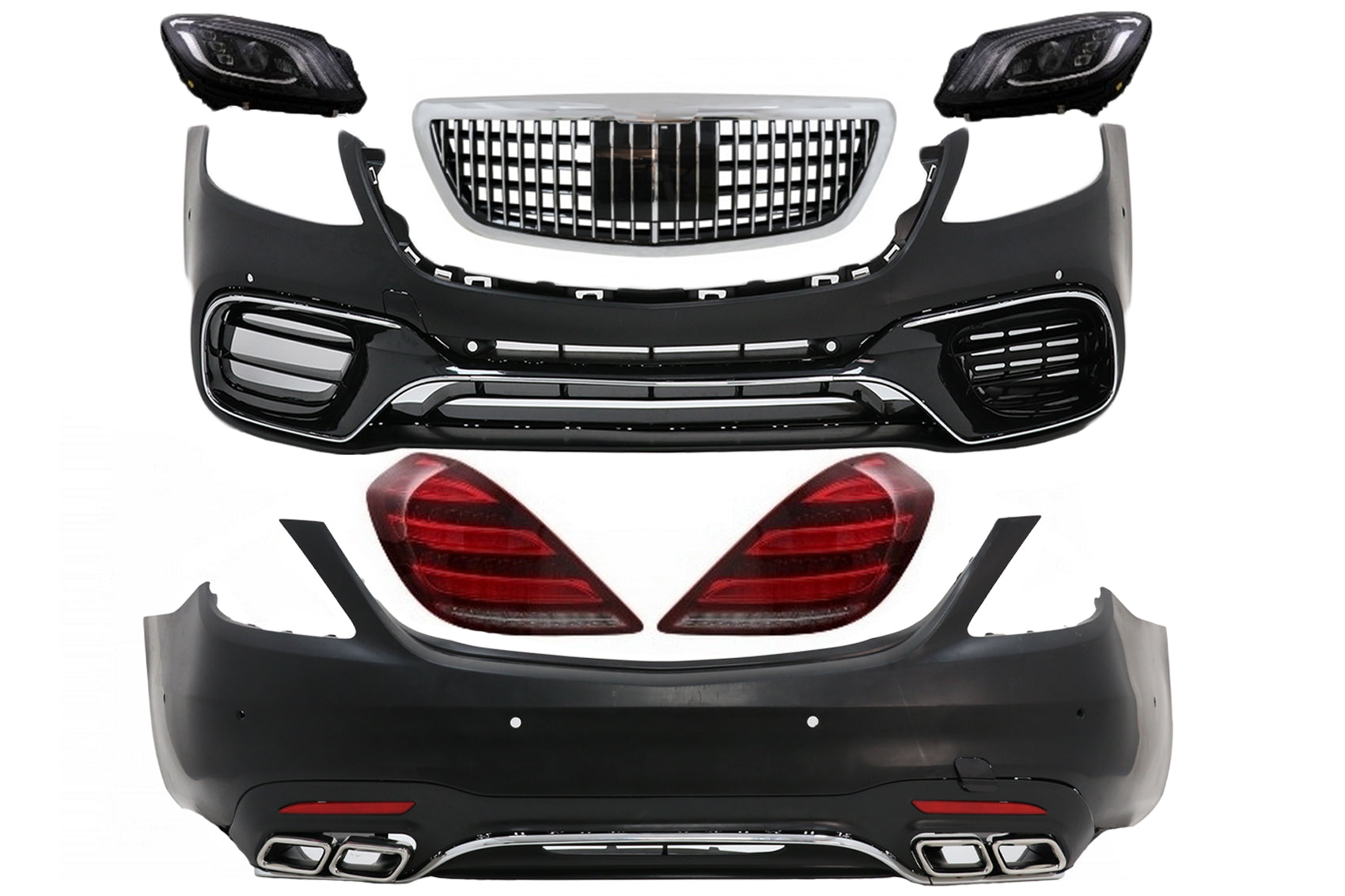 Body Kit für Mercedes S W222 Facelift 13-17 Stoßstange LED Dynamic S63 Look Carpartstuning Austria