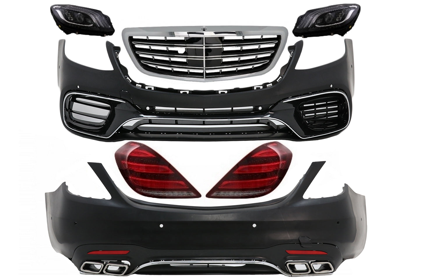 Bodykit für Mercedes S W222 Facelift 13-17 Stoßstange LED Dynamic S63 Look Carpartstuning Austria