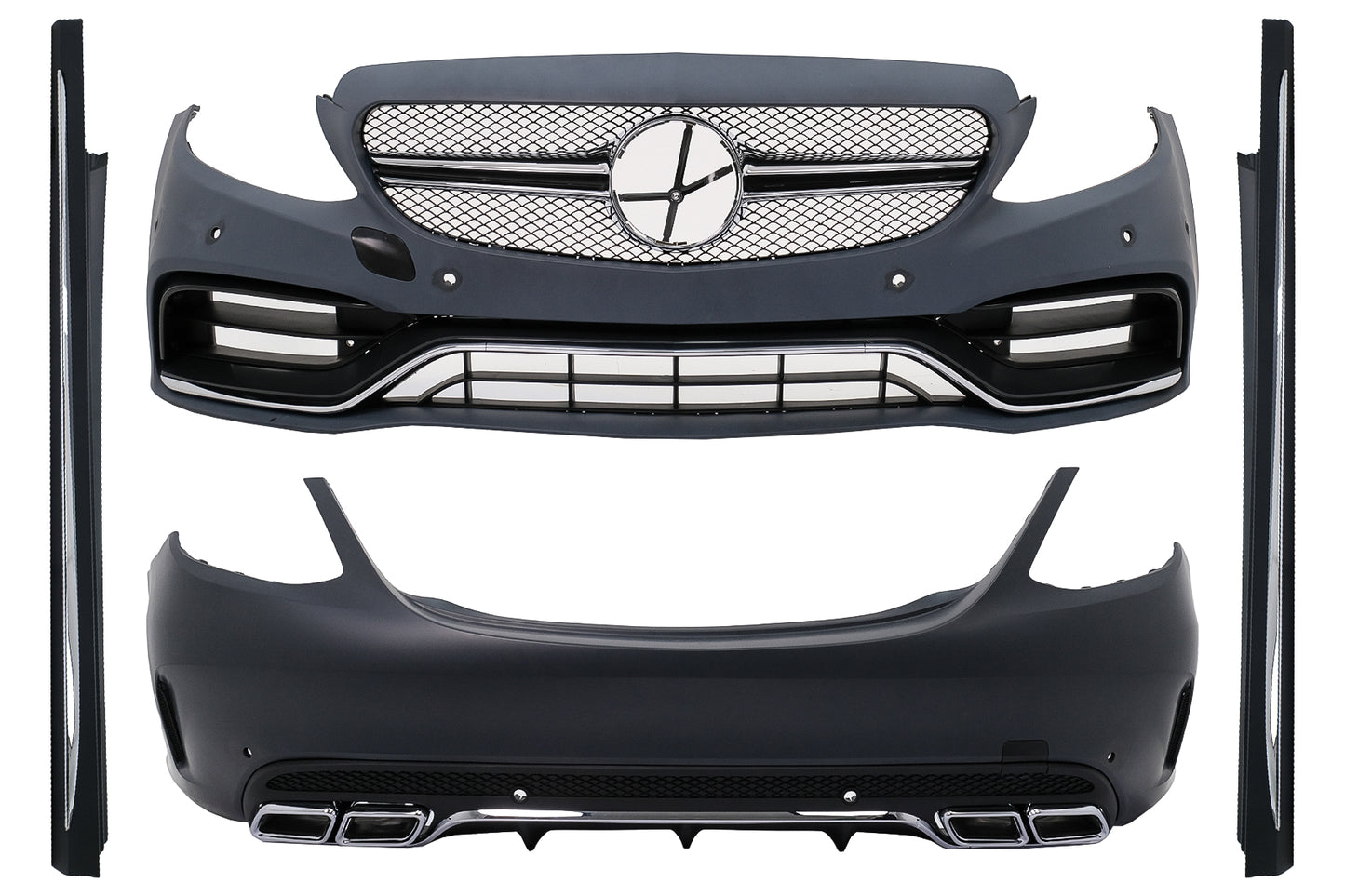 Bodykit für Mercedes C W205 Limousine 14–18 Stoßstangen Seitenschweller Auspuff Carpartstuning Austria