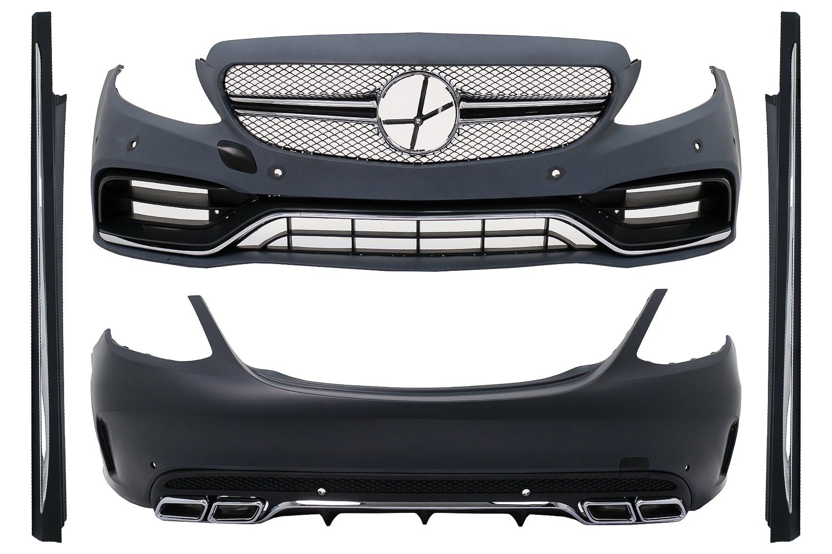 Bodykit für Mercedes C W205 Limousine 14–18 Stoßstangen Seitenschweller Auspuff Carpartstuning Austria