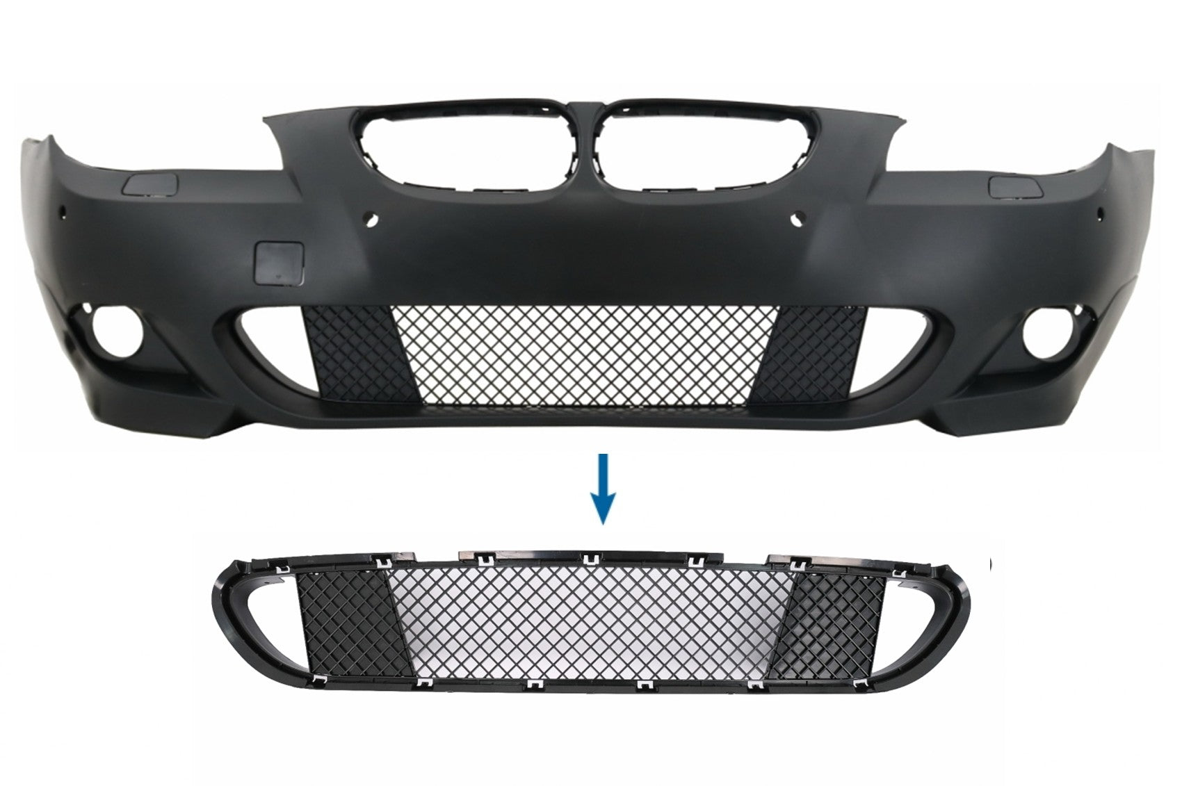Mittlerer unterer Kühlergrill der vorderen Stoßstange für BMW 5er E60 E61 2003–2010 M-Tech Carpartstuning Austria