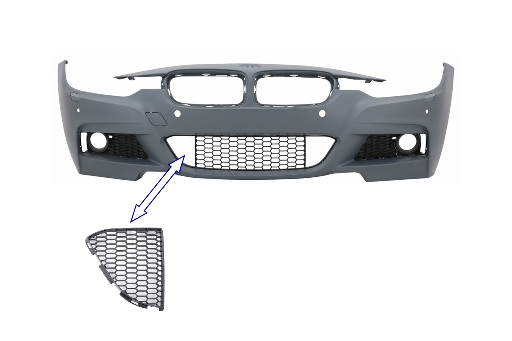 Stoßstangen-Zentrale LINKS Unterer Gitter Für BMW 3er F30 F31 M-Tech 2011–2019 Carpartstuning Austria