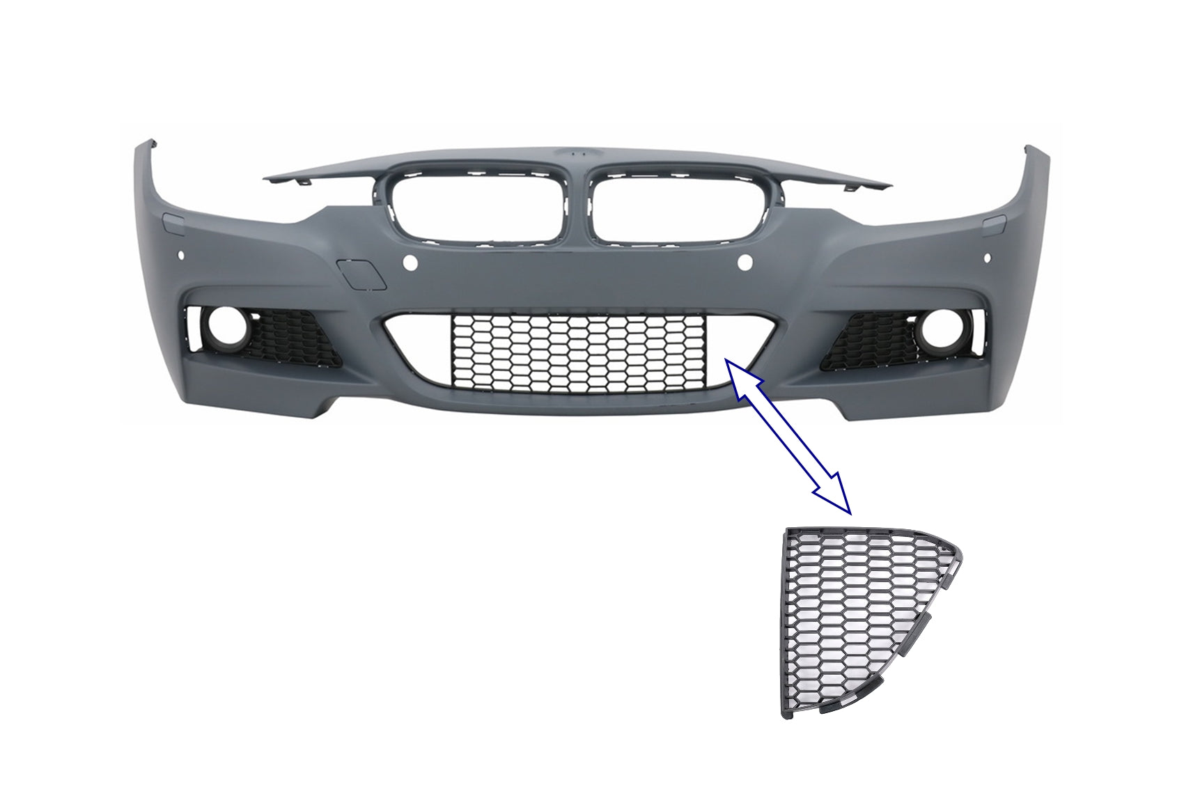Stoßstangen-Zentrale RECHTS Unterer Gitter Für BMW 3er F30 F31 M-Tech 2011–2019 Carpartstuning Austria