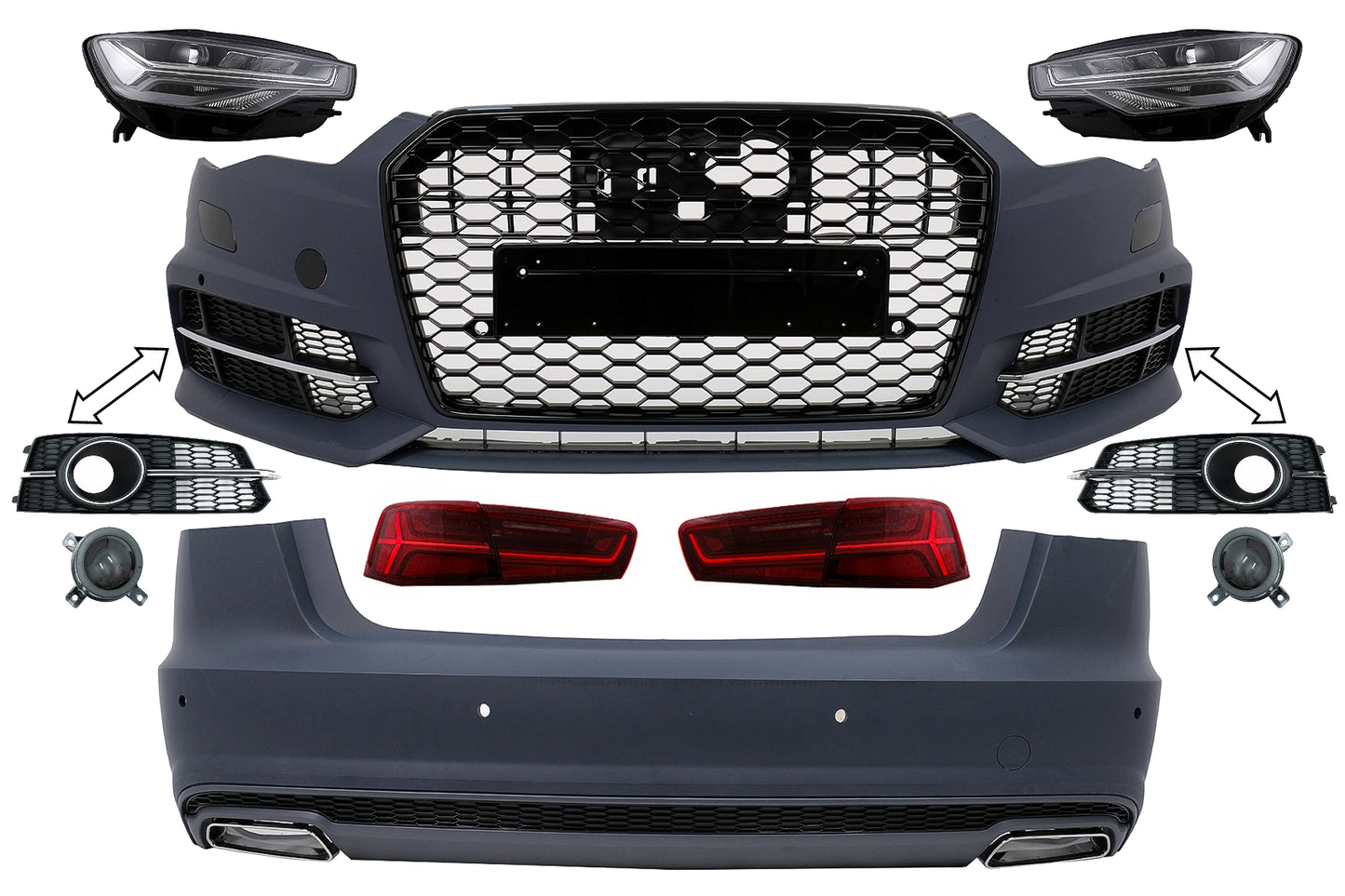 Bodykit für AUDI A6 C7 4G Limousine 11-2017 Umbau auf 2018 Design Stoßstange Lichter Kühlergrill Carpartstuning Austria