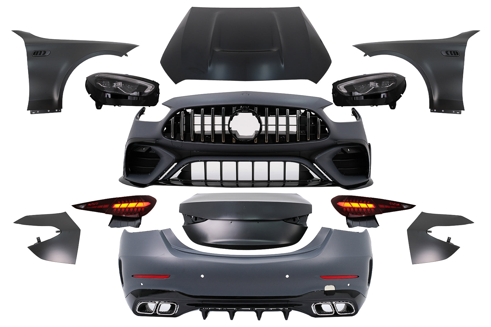 Bodykit für Mercedes C W205 Umbau W206 C63 Design Stoßstange Scheinwerfer Kühlergrill Carpartstuning Austria