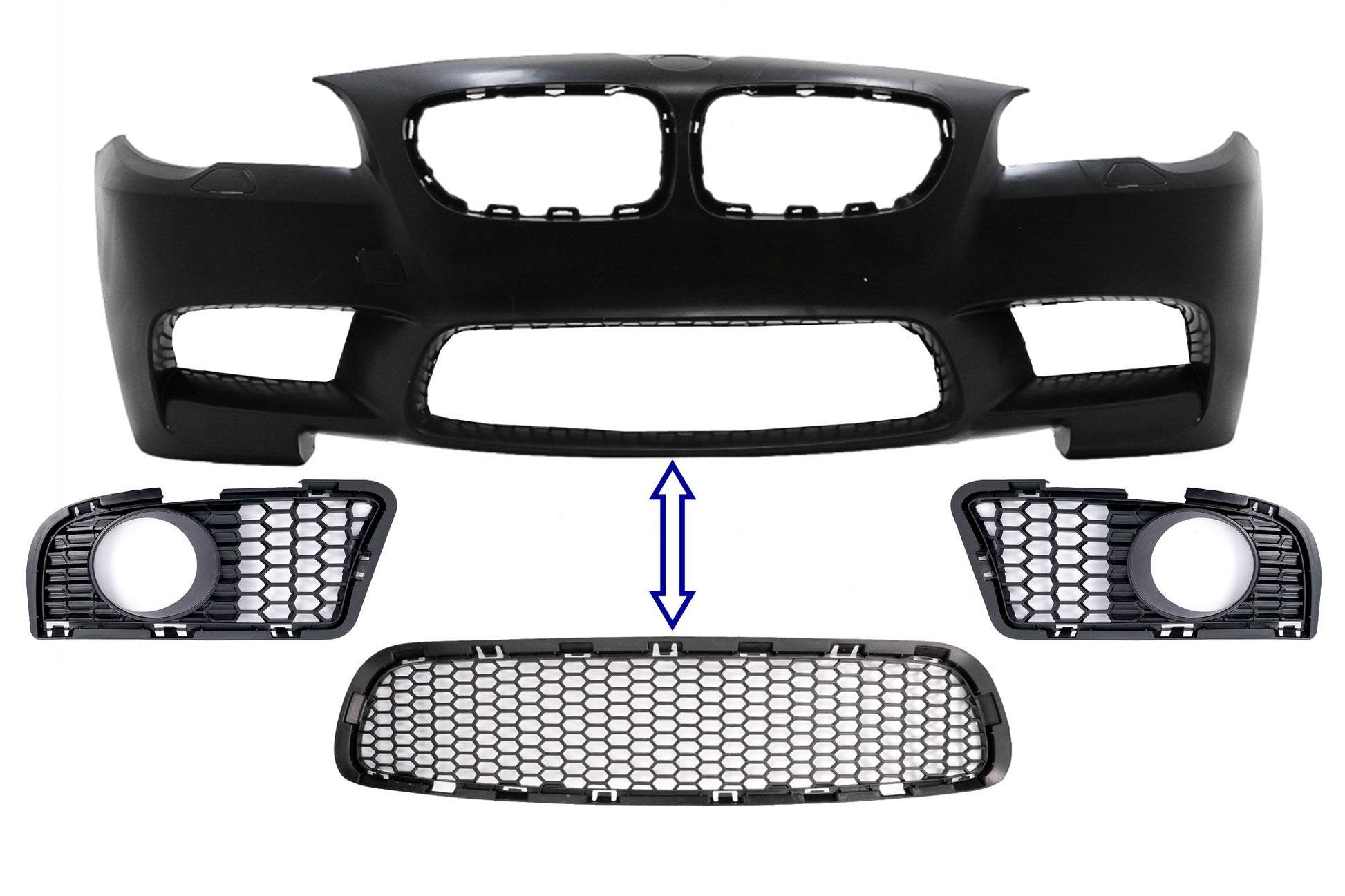 Zentraler Unterteil Gitter Seitengitter für BMW 5er F10 F11 2009-2014 Stoßstange M5 Carpartstuning Austria
