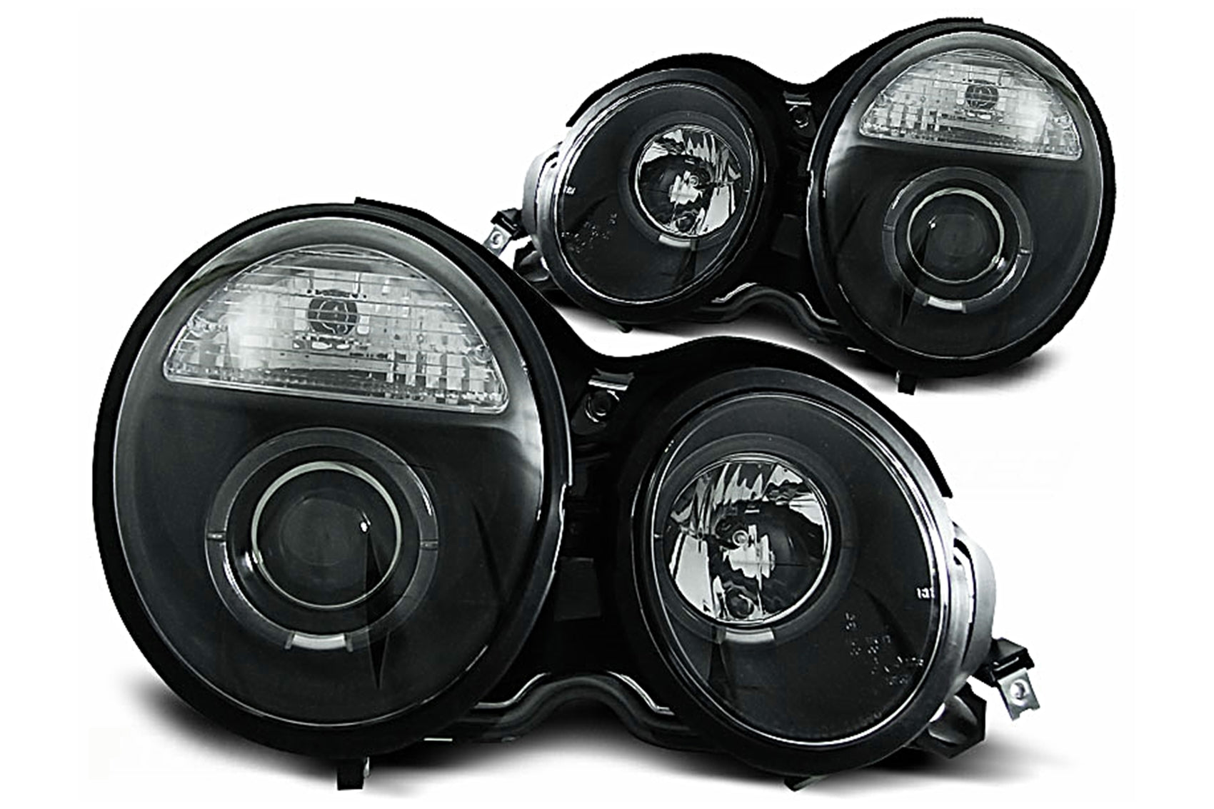 Angel Eyes Scheinwerfer für Mercedes E-Klasse W210 S210 1995-05.1999 Schwarz Carpartstuning Austria