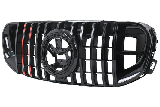 Kühlergrill mit Rotem Einsatz für Mercedes GLS SUV X167 2019–2023 GTR-Design Carpartstuning Austria