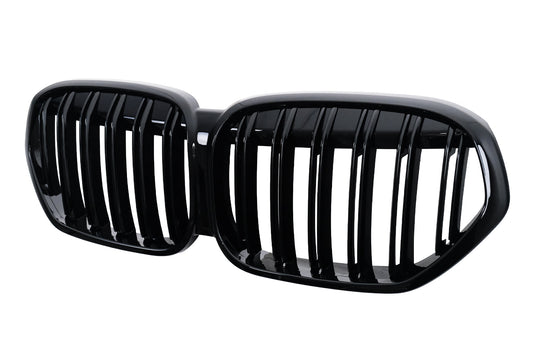 Kühlergrill Gitter Nieren Nierengitter für BMW X1 SUV F48 LCI 2020–2022 Doppelstreifen Schwarz Carpartstuning Austria