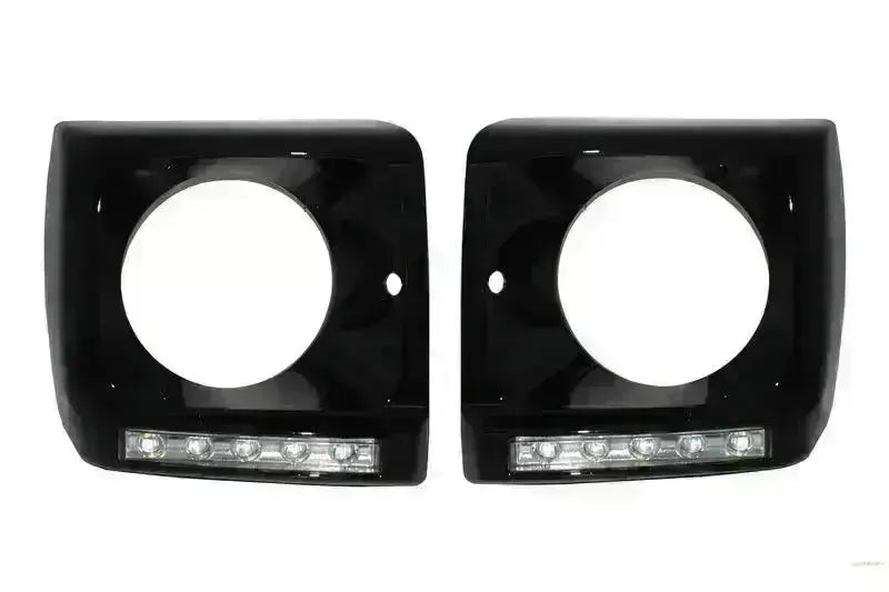Abdeckungen für Mercedes G W463 89-12 LED DRL Chrom G65 Look Schwarz CarPartsTuning