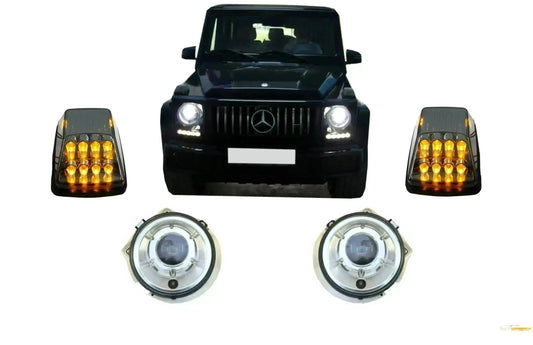 Blinker LED für MERCEDES G W463 89-12 Scheinwerfer Chrom Bi-Xenon Look CarPartsTuning
