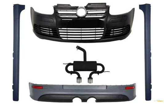 Body Kit für VW Golf 5 V R32 03-07 Stoßstange schwarz glänzend Grill Auspuffanlage CarPartsTuning