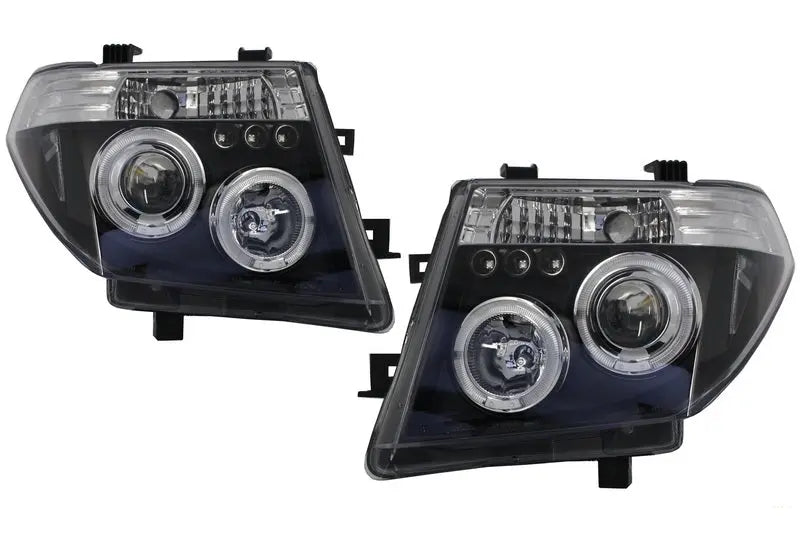 Scheinwerfer Angel Eyes passend für Nissan Navara D40 (2004-2009) Nissan Pathfinder R51 (2005-2008) Schwarz KITT Lightning