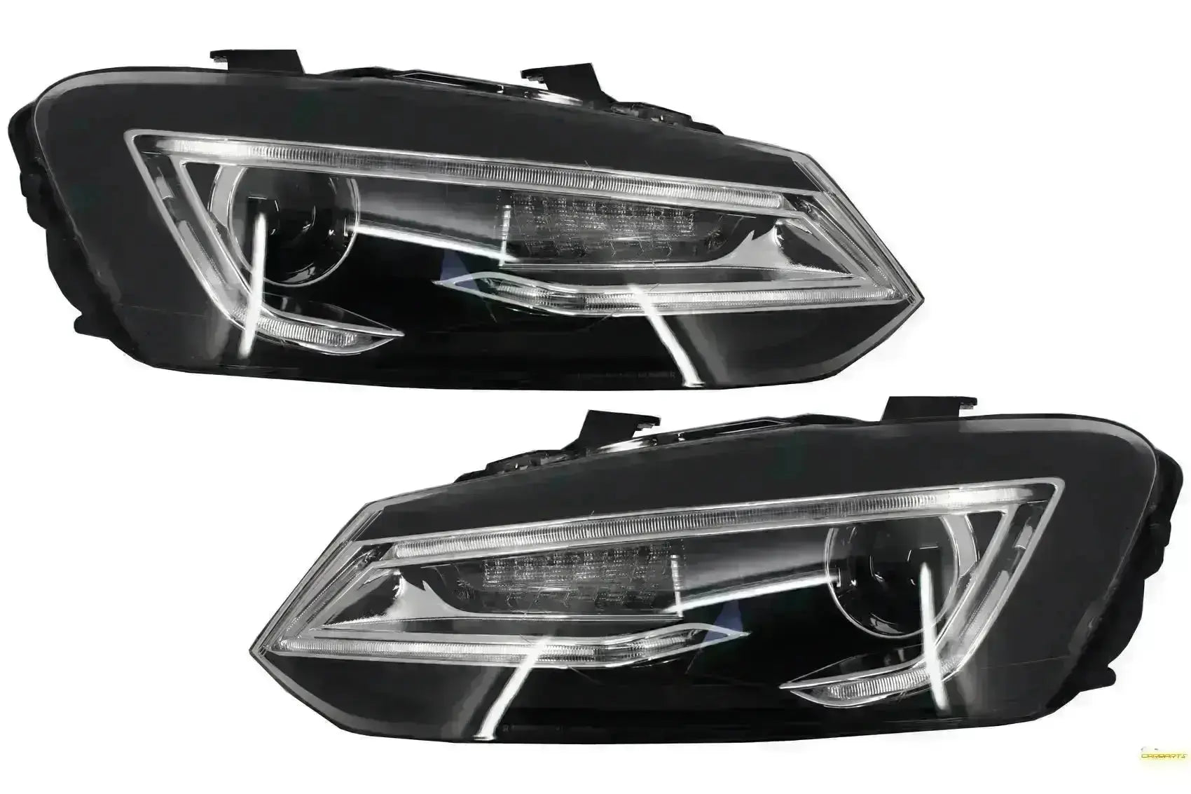 Scheinwerfer für VW Polo 6R 2011-2017 LED Blinklicht Lichtleiste Devil Eye Look CarPartsTuning