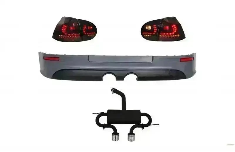 Stoßstangenverlängerung Auspuff für VW Golf V 03-08 Heckleuchten R32 Rot / Smoke CarPartsTuning