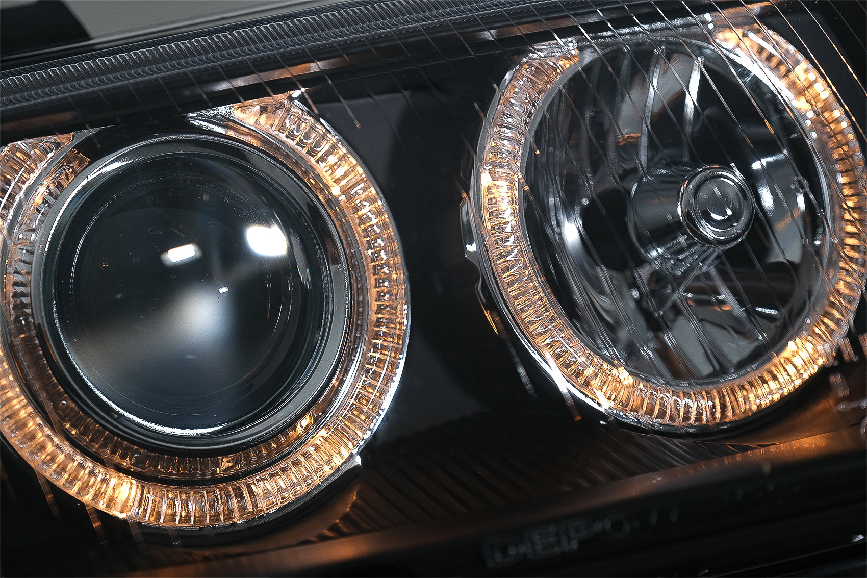 Scheinwerfer passend für Audi A4 B5 (11.1994-12.1998) Angel Eyes 2 Halo Felgen schwarz KITT Lightning