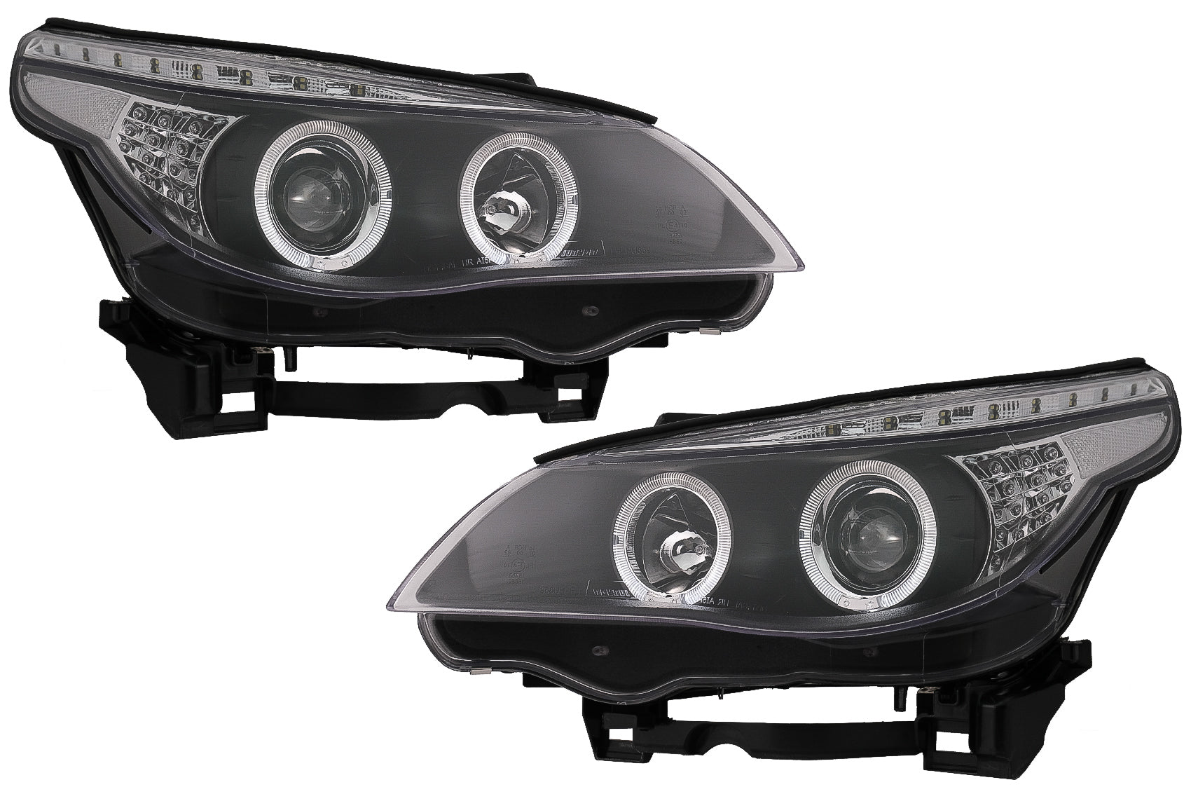 Angel Eyes Scheinwerfer für BMW 5er E60 E61 2004-2007 DAYLINE LED Schwarz CarPartsTuning
