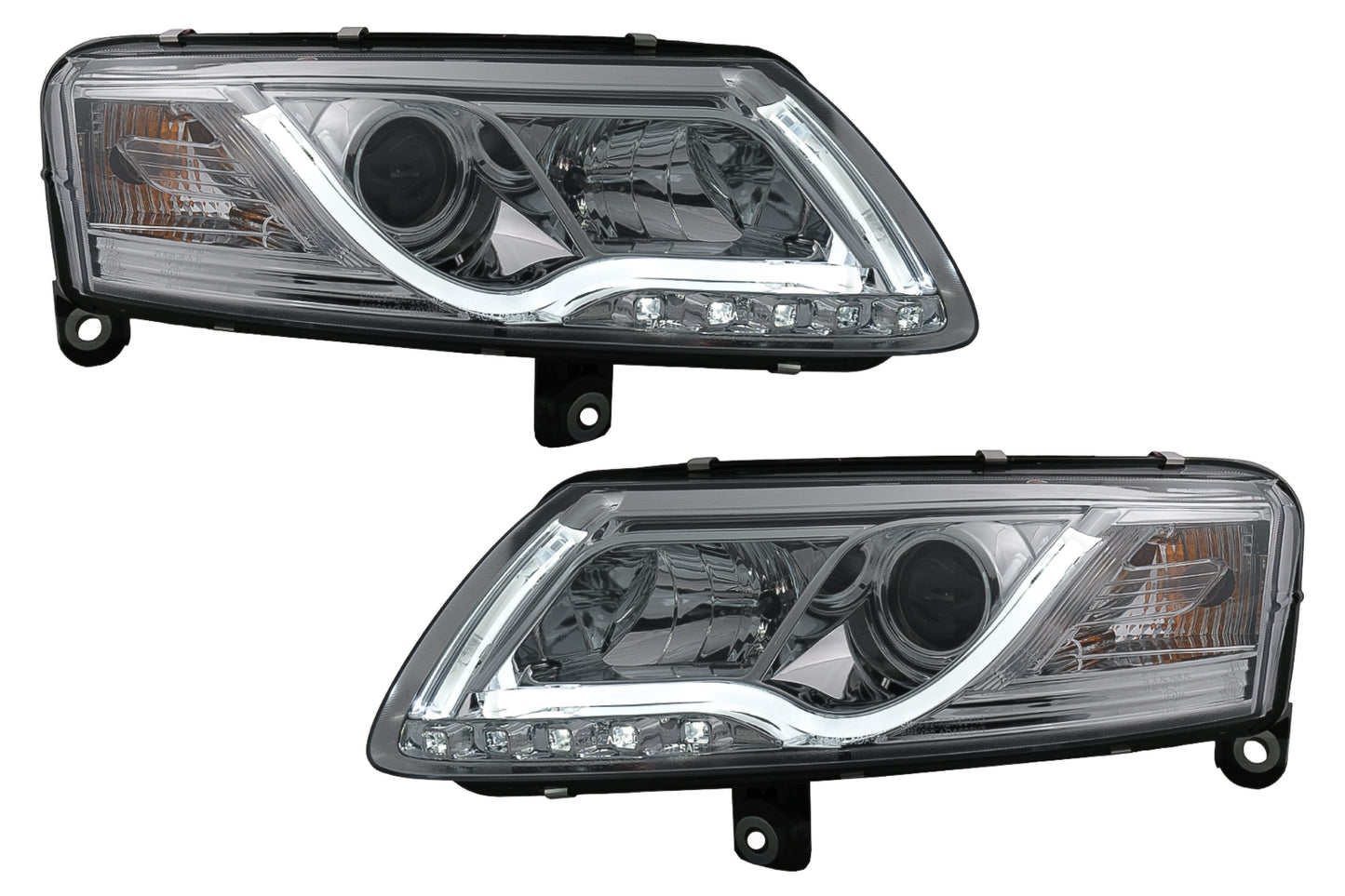 LED DRL Scheinwerfer für Audi A6 C6 4F 2004-2007 Tagesfahrlicht Chrom CarPartsTuning