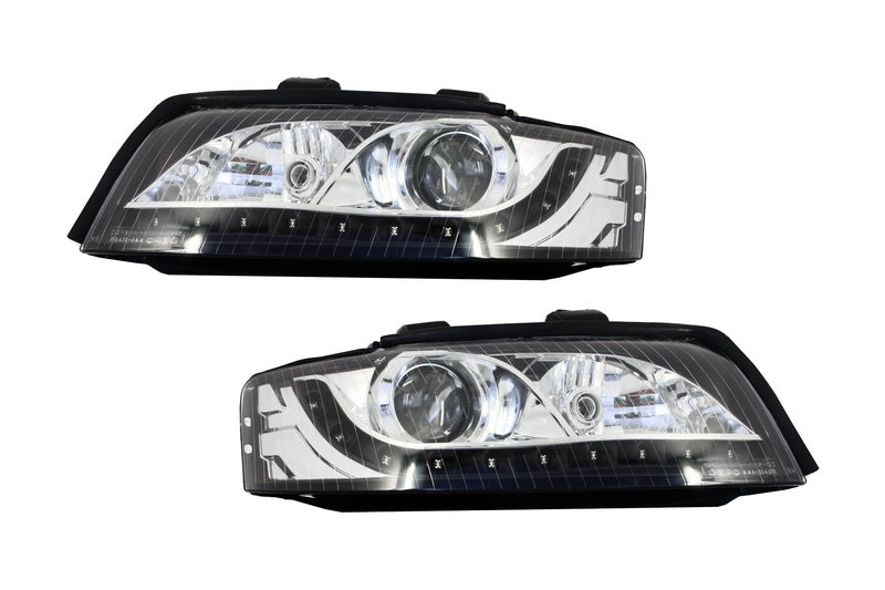 DAYLINE Scheinwerfer für AUDI A4 8E 2001-2004 LED Tagfahrlicht Look Schwarz - CarPartsTuning