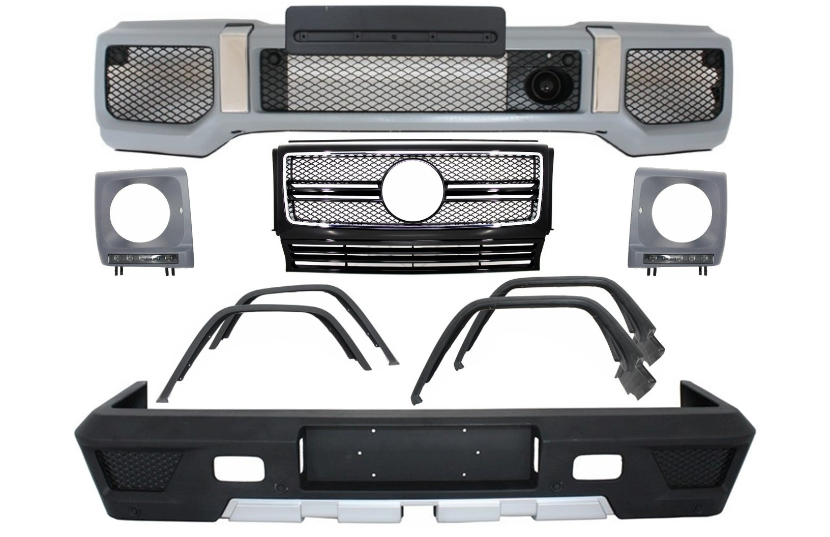 Nachrüstung Kit für Mercedes G-Klasse W463 89-18 G63 G65 Look Gitter Radkästen CarPartsTuning