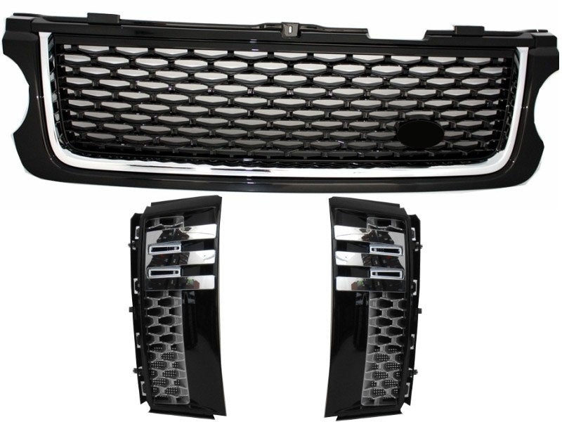 Mittelgitter Und Seitliche Lüftungsschlitze Passend Für Land Rover Range Rover Vogue (L322) (2010-2012) Autobiography Look All Black Edition KITT