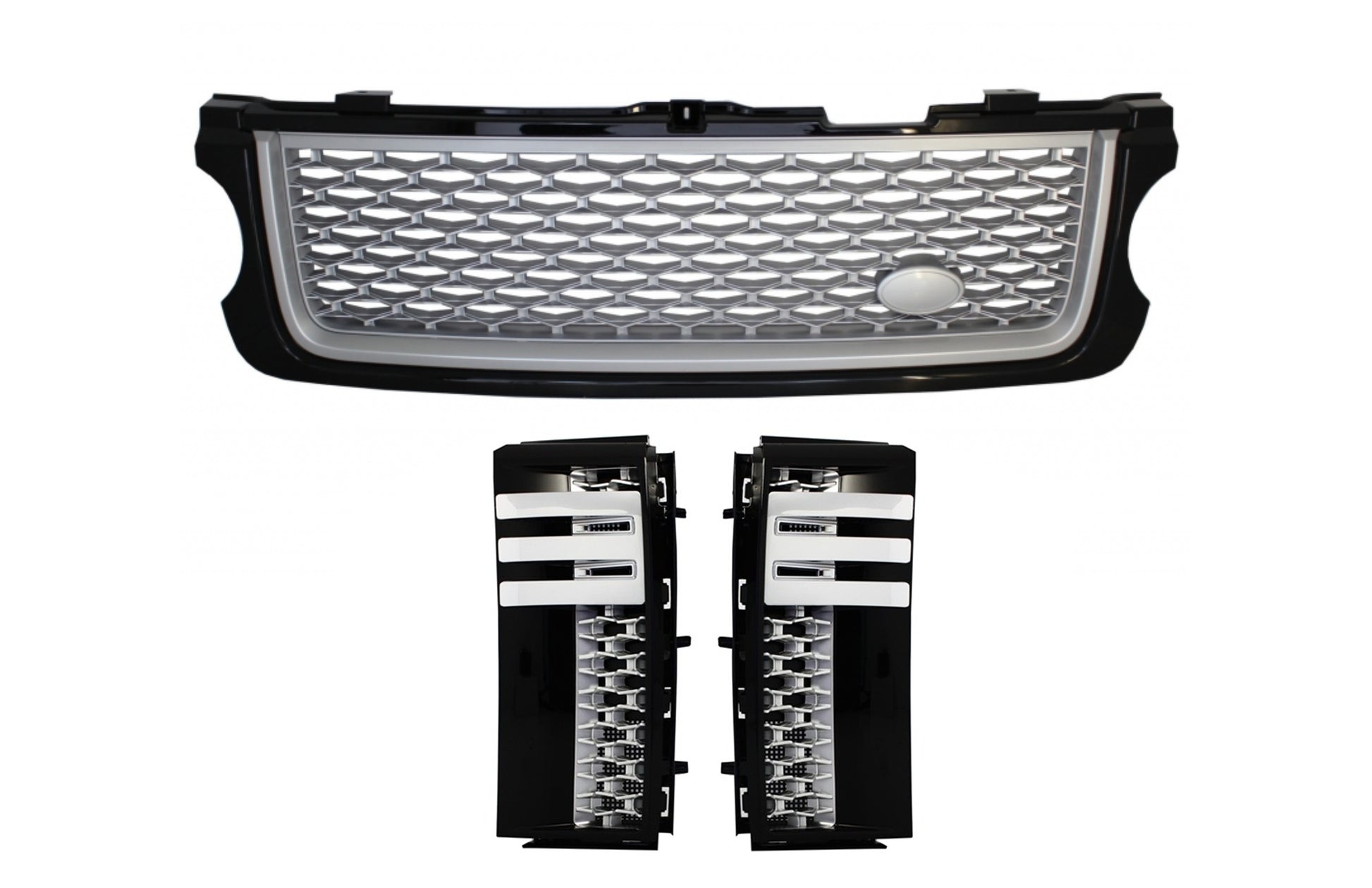 Frontgrill Und Seitliche Lüftungsschlitze Passend Für Land Rover Range Rover Vogue (L322) (2010-2012) Autobiography Look Black Edition KITT