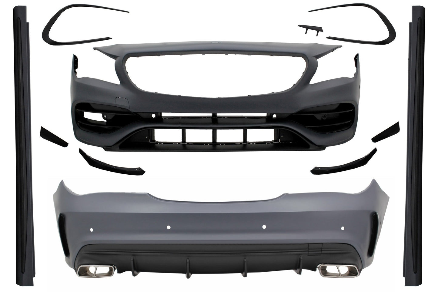 BodyKit für Mercedes W117 C117 CLA 13-18 MOPF CLA45 Look Seitenschweller Endrohre CarPartsTuning