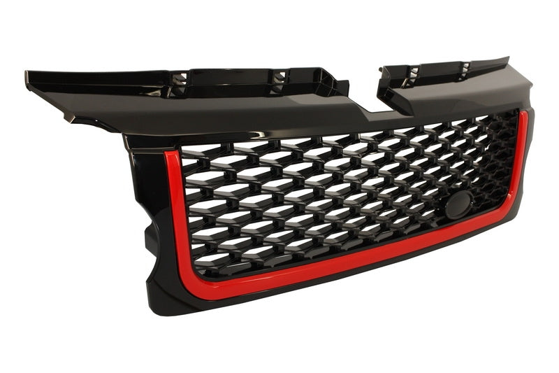 Mittelgrill Und Seitliche Lüftungsschlitze Passend Für Land Range Rover Sport L320 (2005-2008) Autobiography Look Black Red Edition KITT