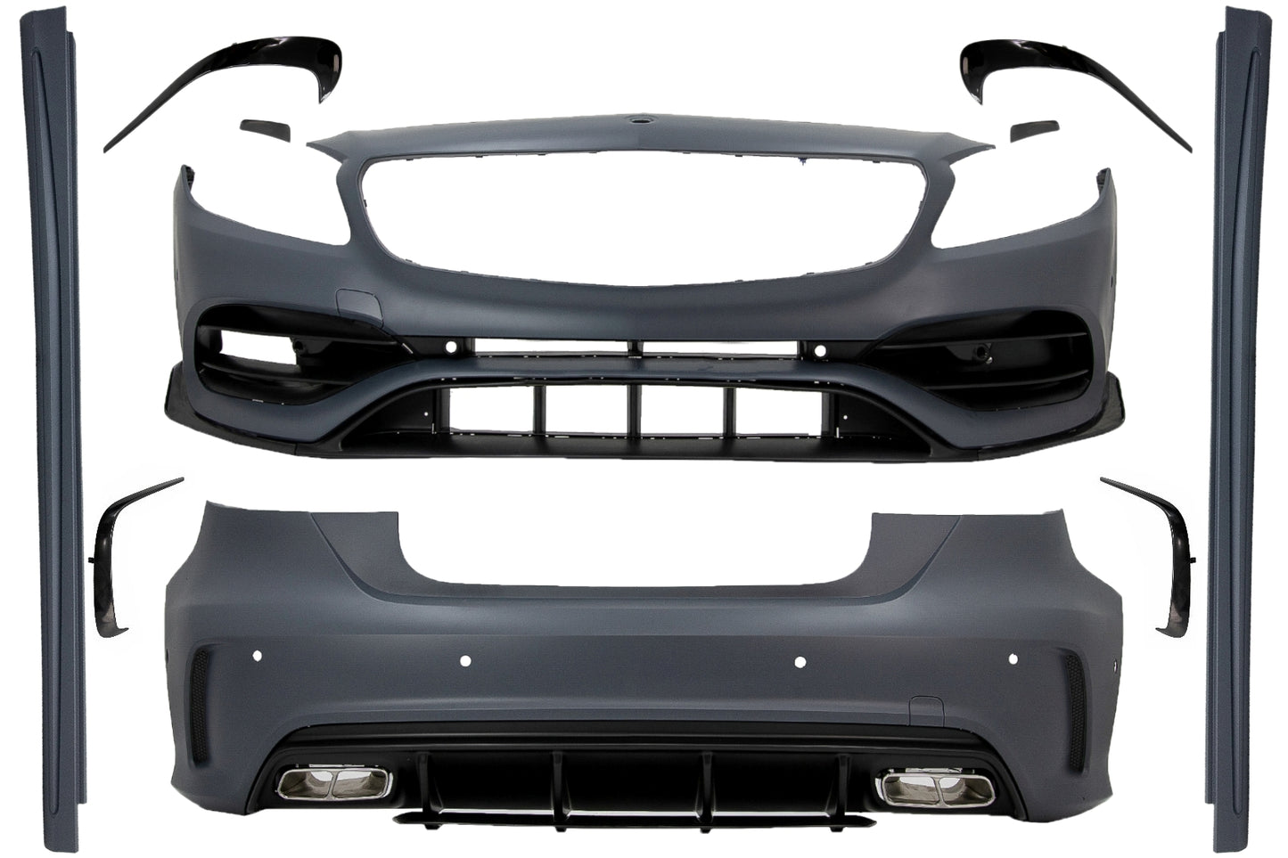 BodyKit für MERCEDES A W176 12-18 MOPF A45 Look Stoßstange Luftverteiler Endrohe CarPartsTuning