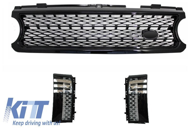 Mittelgitter Und Seitliche Lüftungsschlitze Passend Für Land Rover Range Rover Vogue III (L322) (2006-2009) All Black Autobiography Edition KITT