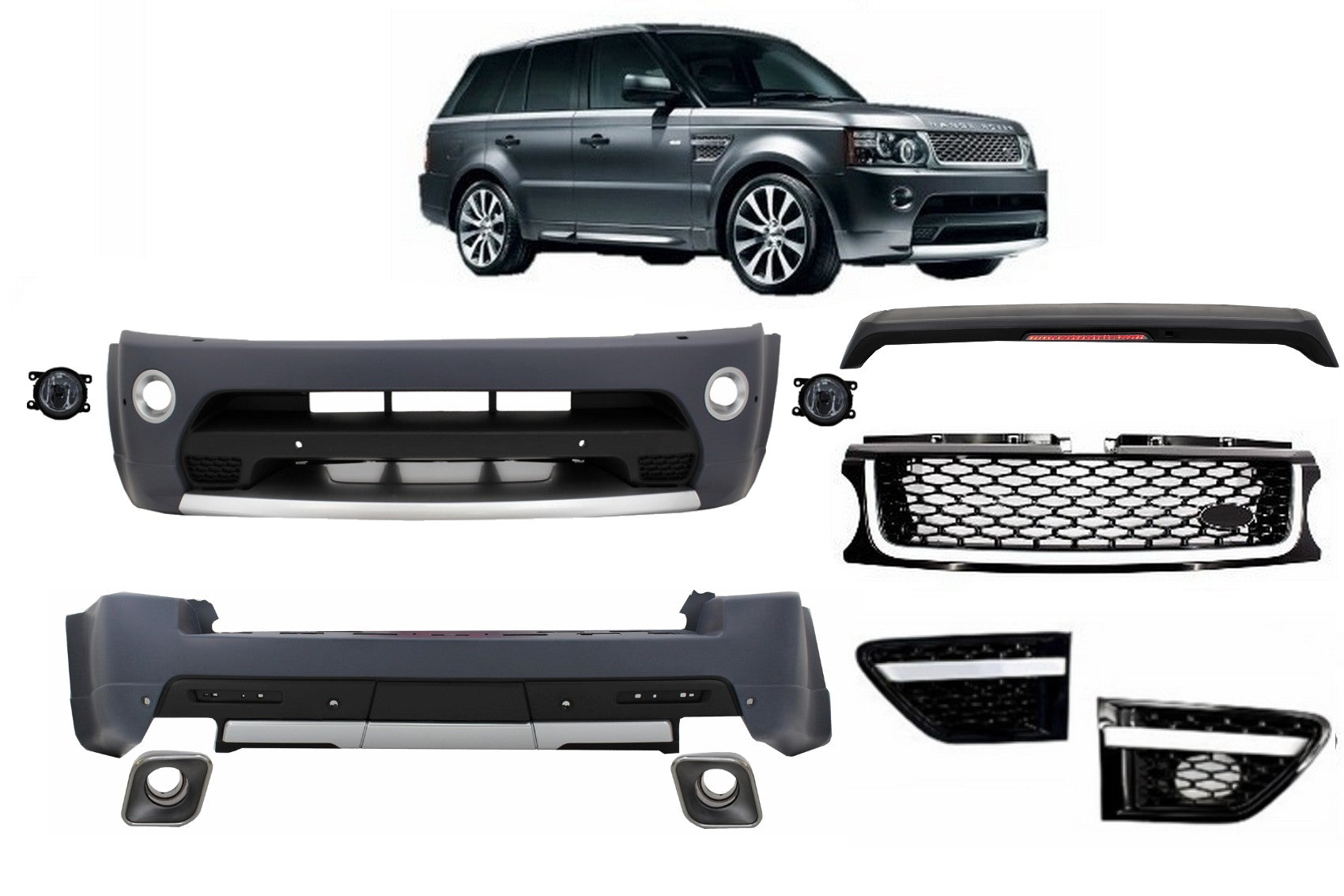 Bodykit Passend Für Land Range Rover Sport L320 Facelift (2009-2013) Autobiography Design Black Grille Edition KITT
