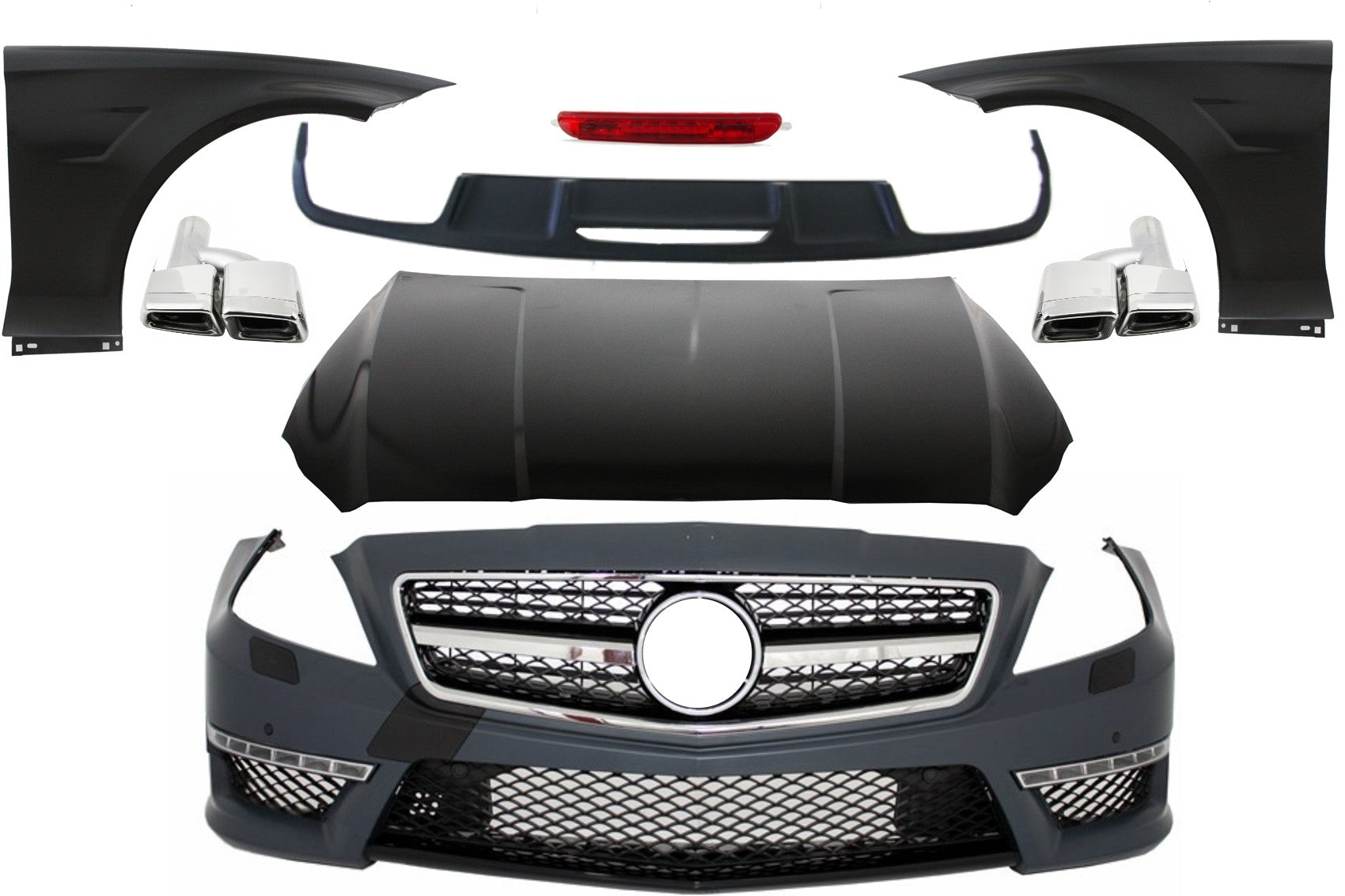 Bodykit für Mercedes CLS W218 C218 11-17 Stoßstange Endrohre CLS63 Look CarPartsTuning