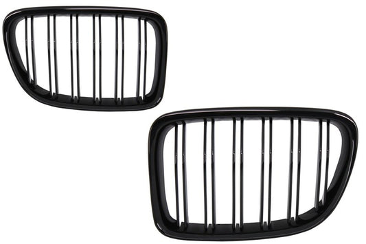 Zentrale Grills für BMW X1 E84 09-14 Glänzend Schwarz Doppelter Streifen Look Carpartstuning Austria