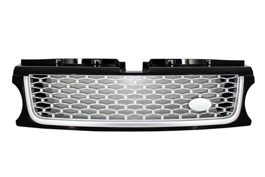 Frontgrill Und Seitliche Lüftungsschlitze Passend Für Land Range Rover Sport L320 Facelift (2009-2013) Autobiography Look Black Silver Edition KITT