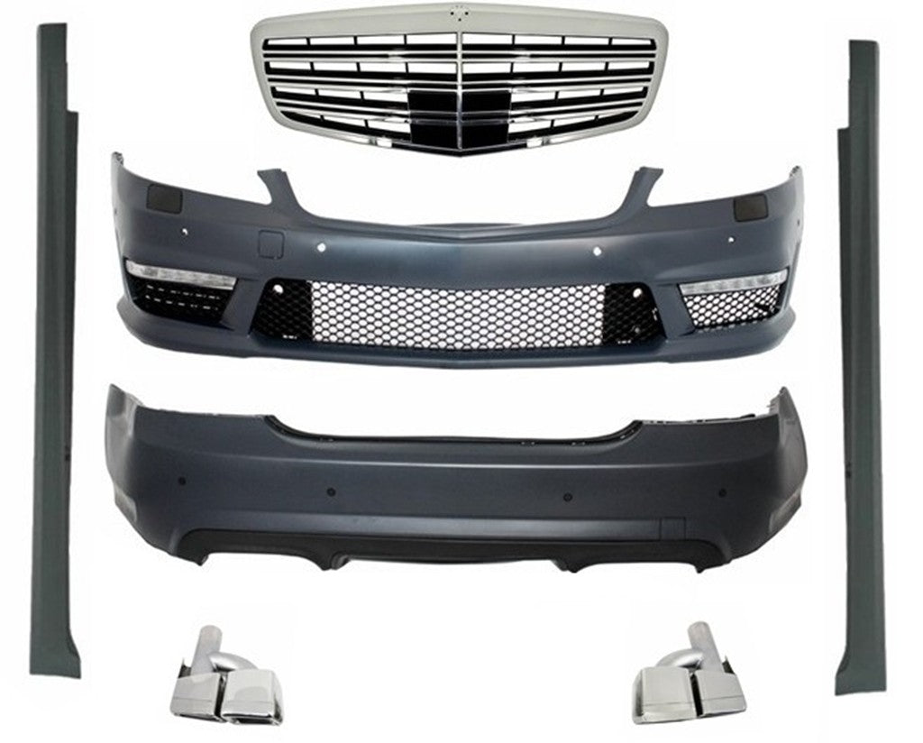 Bodykit für Mercedes S W221 LWB 05-13 Facelift Kühlergrill Stoßstange Auspuff CarPartsTuning