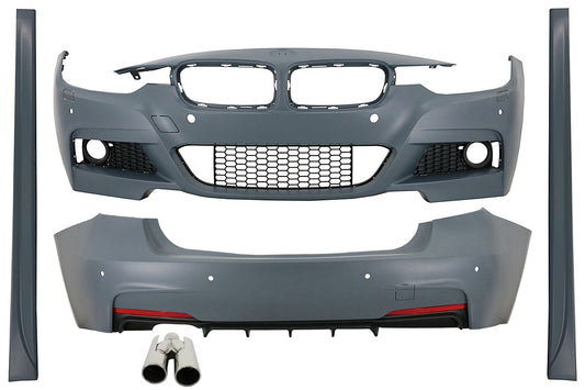 BodyKit für BMW 3er F30 11-19 M-Tech Look Stoßstange Seitenschweller Endrohre CarPartsTuning