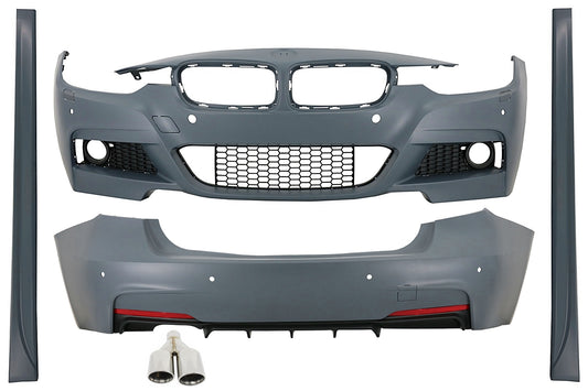 BodyKit für BMW 3er F30 11-19 M-Tech Look Stoßstange Seitenschweller Endrohre CarPartsTuning