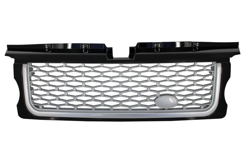 Frontgrill Und Seitliche Lüftungsschlitze Passend Für Land Range Rover Sport L320 (2005-2008) Autobiography Look Black Silver Edition KITT