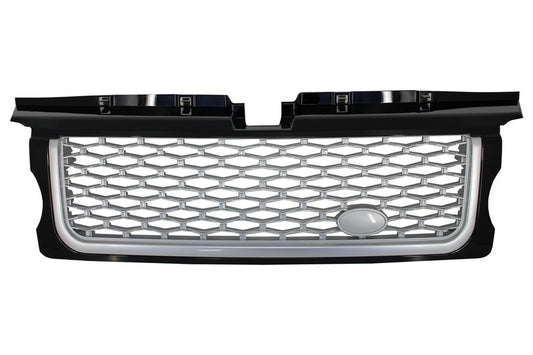 Frontgrill Und Seitliche Lüftungsschlitze Passend Für Land Range Rover Sport L320 (2005-2008) Autobiography Look Black Silver Edition KITT