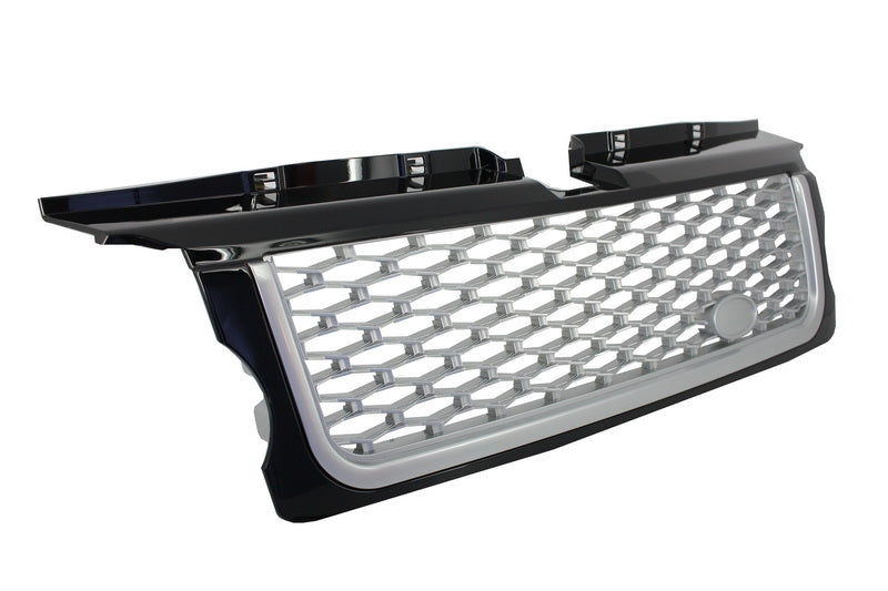 Frontgrill Und Seitliche Lüftungsschlitze Passend Für Land Range Rover Sport L320 (2005-2008) Autobiography Look Black Silver Edition KITT