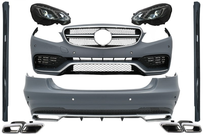 Body Kit für Mercedes E W212 13-16 Auspuff LED Xenon Scheinwerfer E63 Look CarPartsTuning