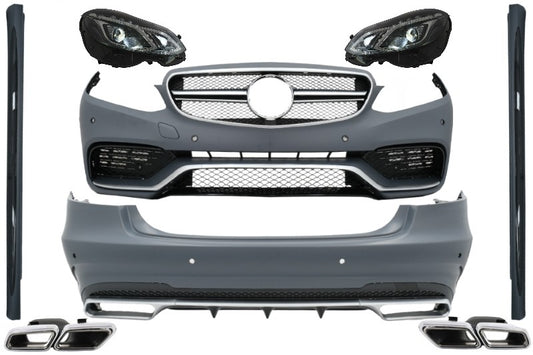 Body Kit für Mercedes E W212 13-16 Auspuff LED Xenon Scheinwerfer E63 Look CarPartsTuning