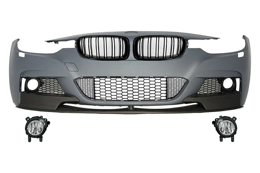 Frontstoßstange für BMW 3er F30 F31 2011+ M-Sport Look Gitter Doppelt Streifen Schwarz Carpartstuning Austria