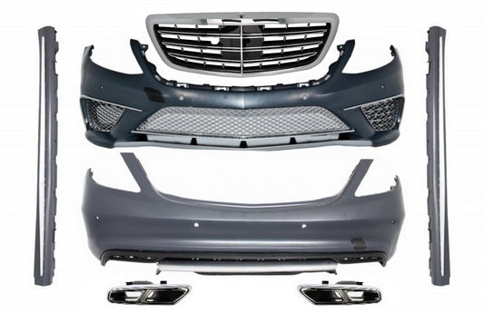 Bodykit für Mercedes W222 S-Klasse 13-17 Stoßstange Auspuffblenden S65 Design LWB CarPartsTuning