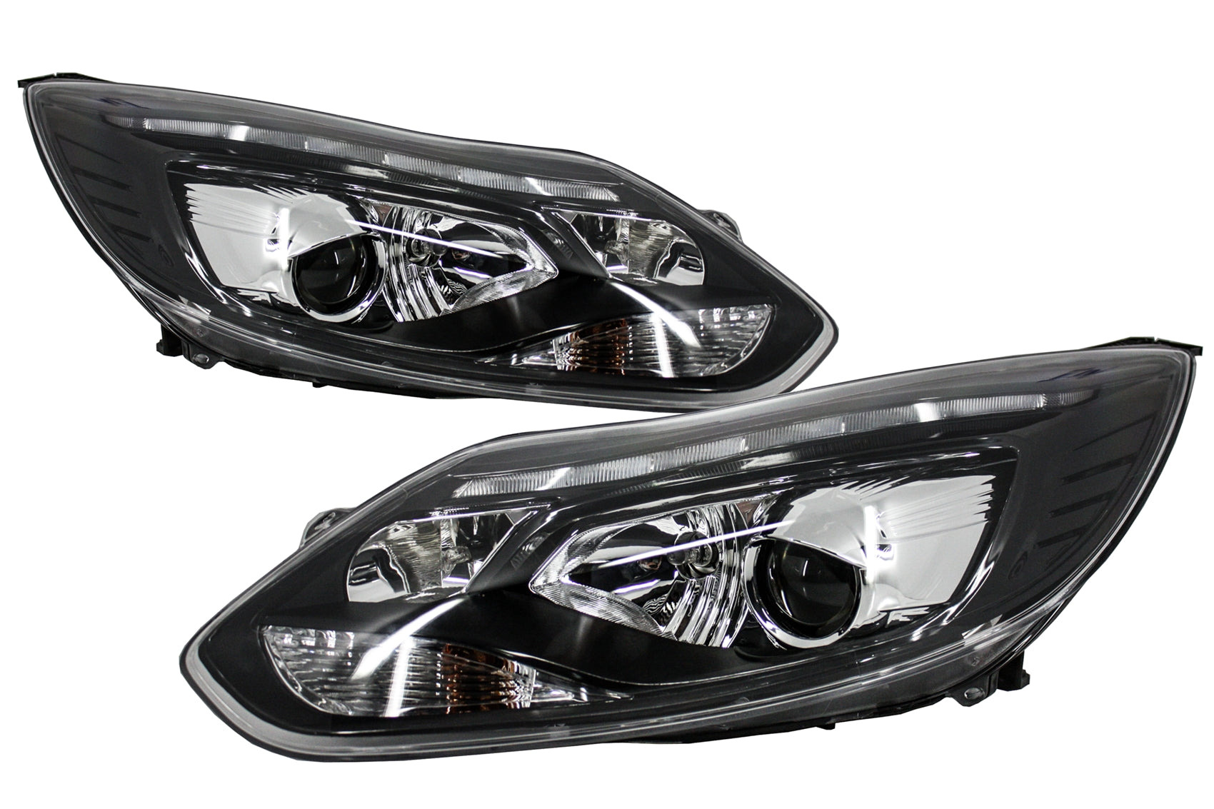 LED TFL Tagfahrlicht Scheinwerfer Xenon Look für FORD Focus III 11-14 Schwarz- CarPartsTuning